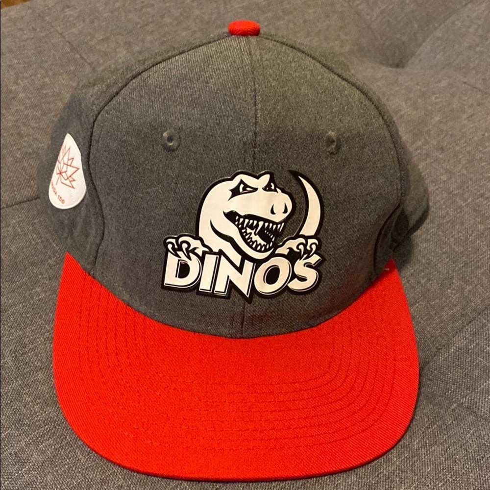 University of Calgary Dinos Grey & Red SnapBack Hat Adjustable Ball Cap Adult